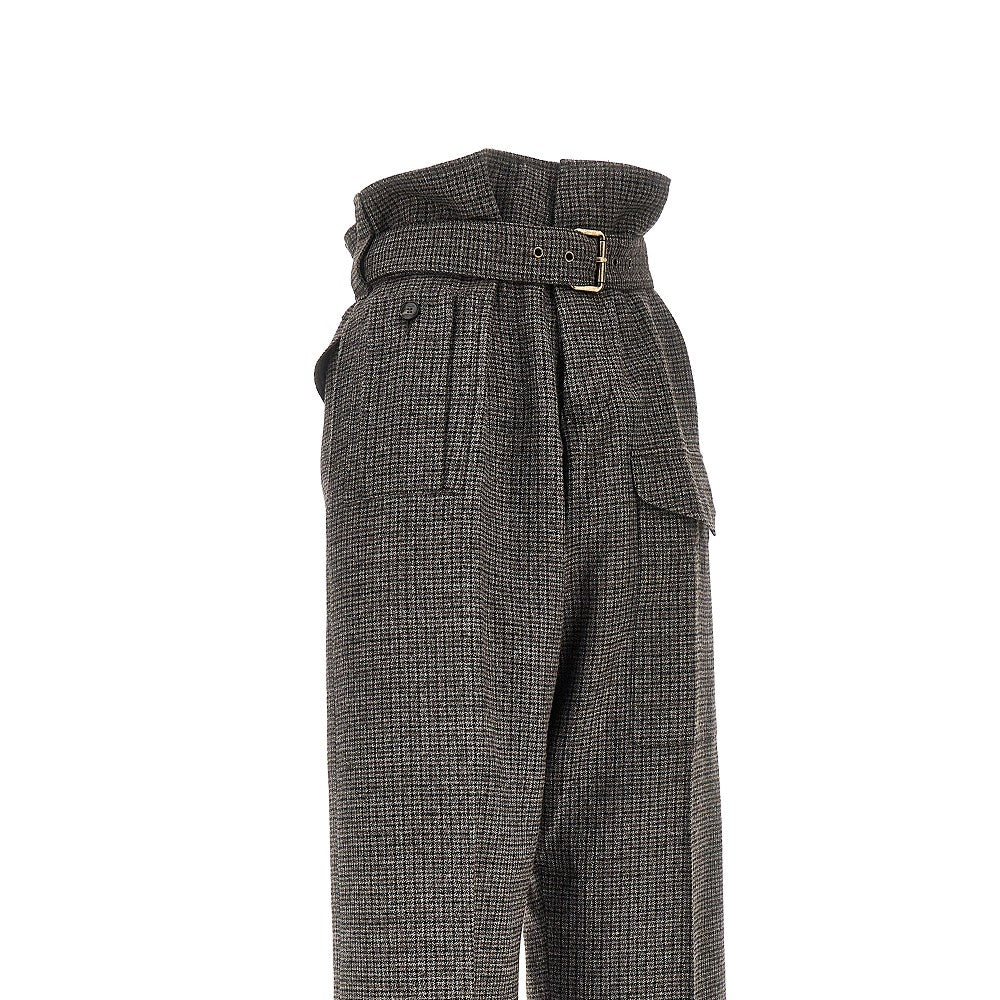 Etro Check wool pants with belt