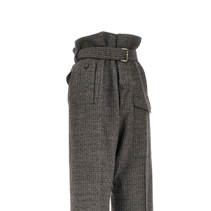 Etro Check wool pants with belt