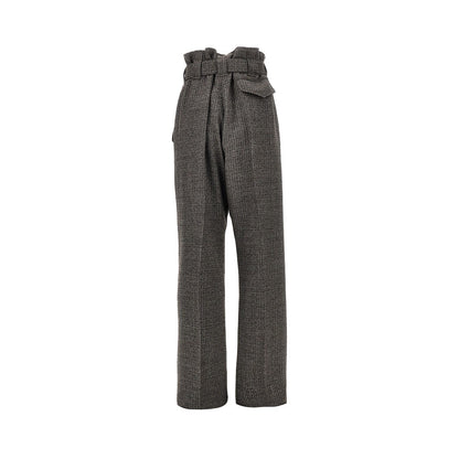 Etro Check wool pants with belt