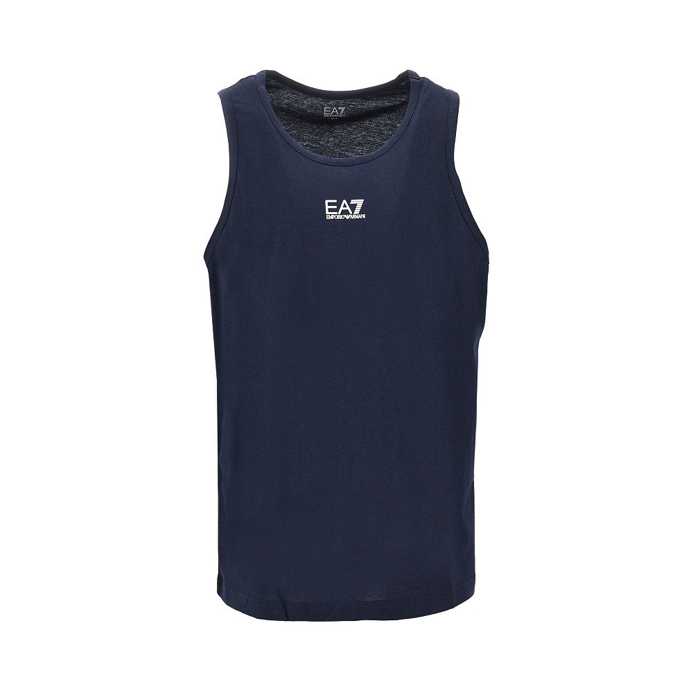 EA7 Cotton tank top with logo print