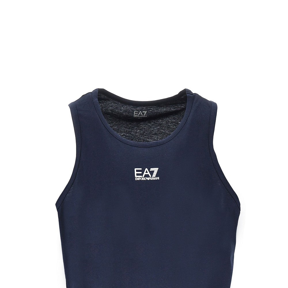 EA7 Cotton tank top with logo print