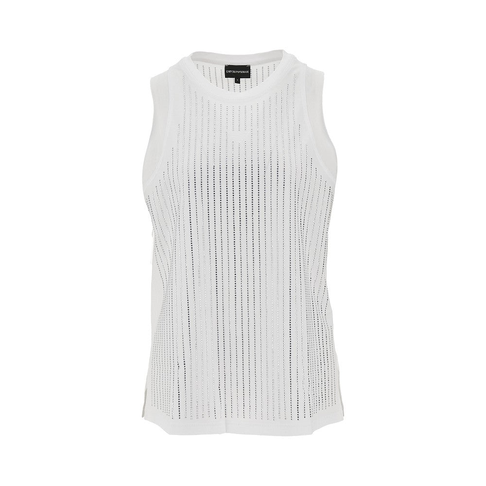EMPORIO ARMANI Strass-embellished jersey top