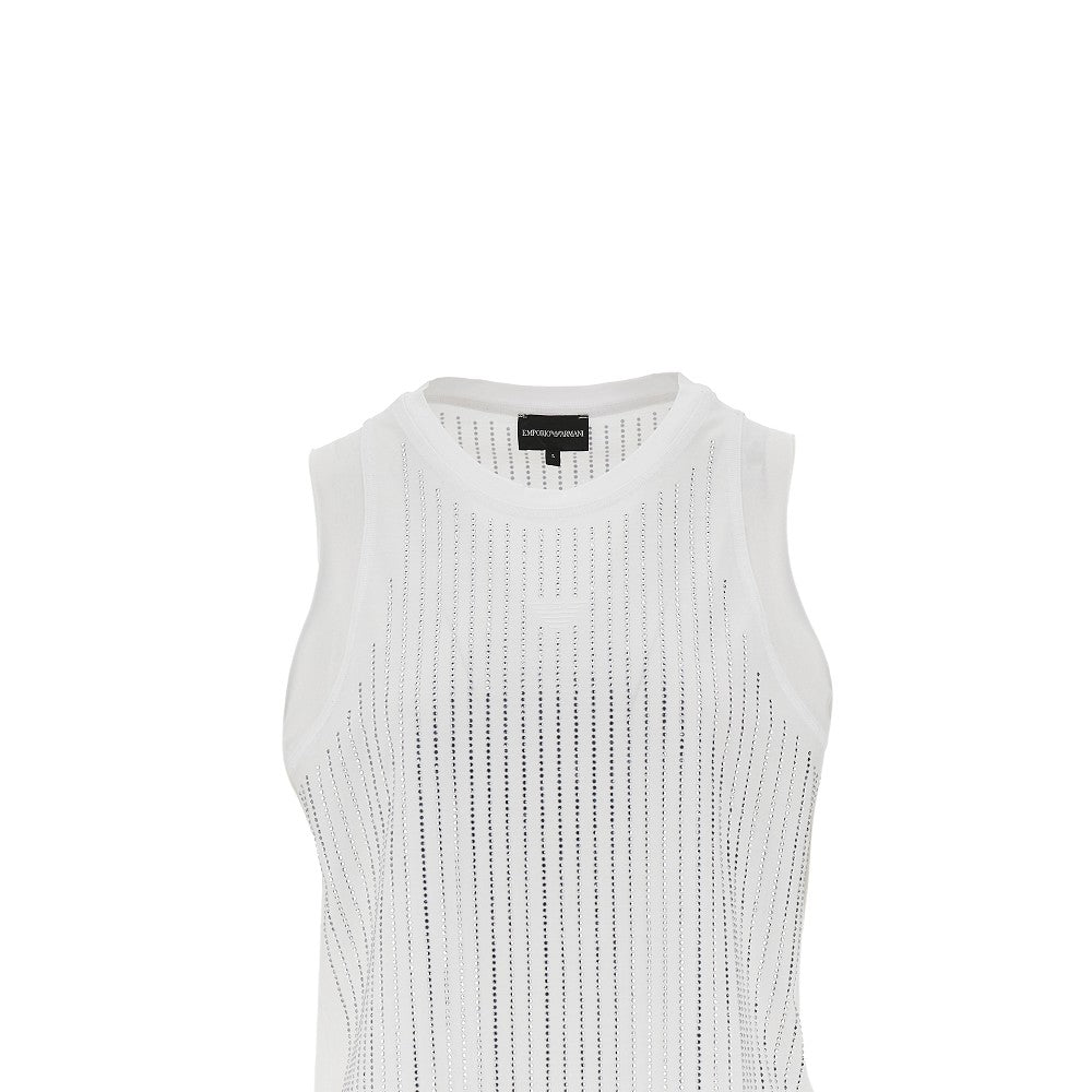 EMPORIO ARMANI Strass-embellished jersey top