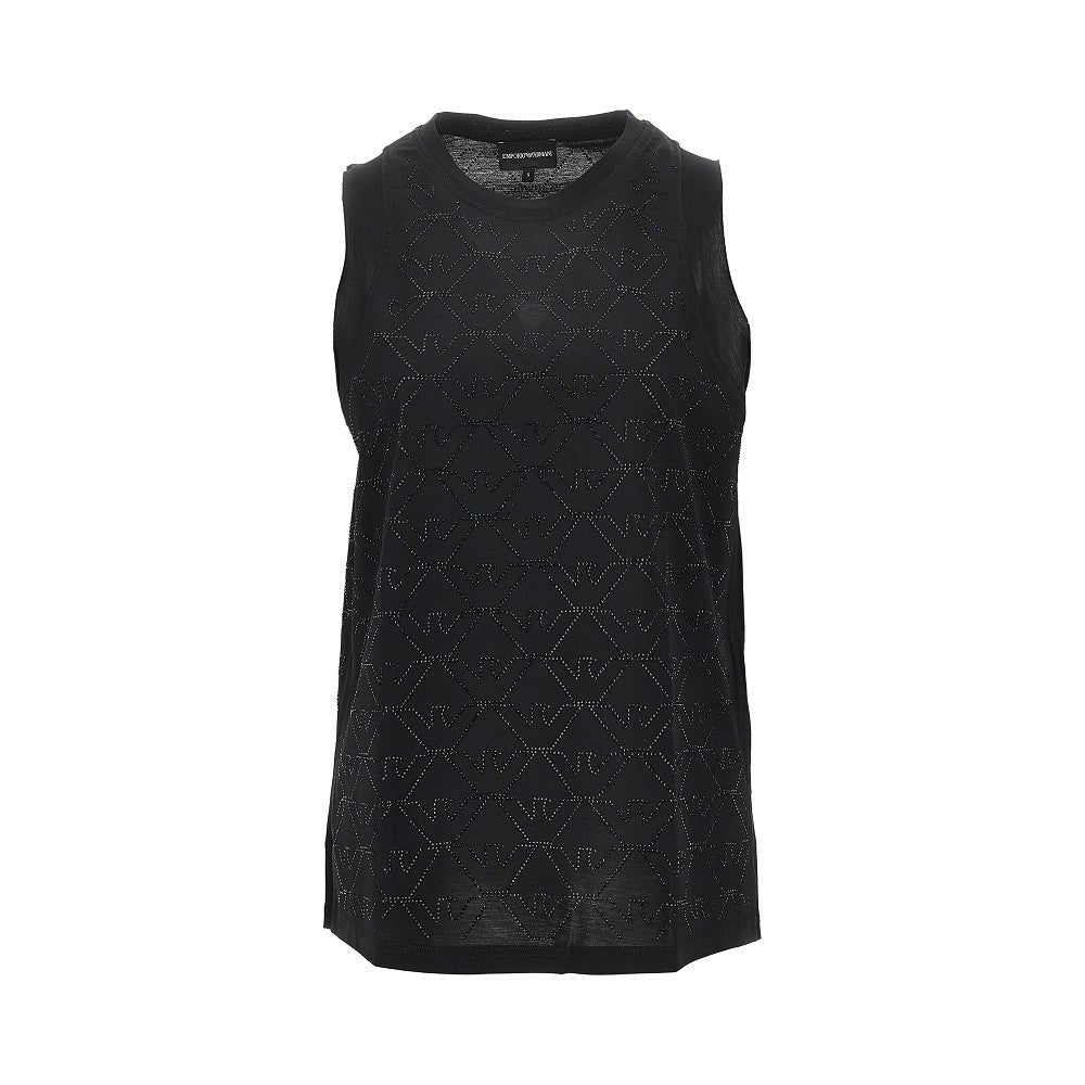 EMPORIO ARMANI Jersey top with strass Eagle motif