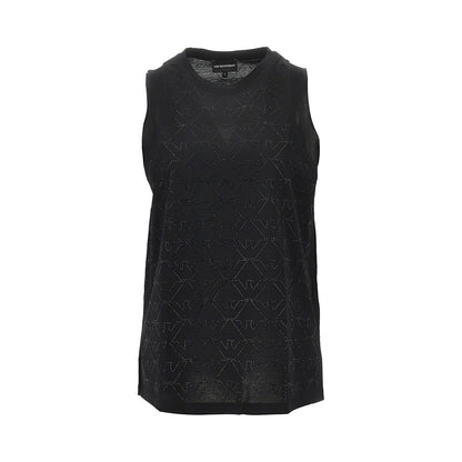EMPORIO ARMANI Jersey top with strass Eagle motif