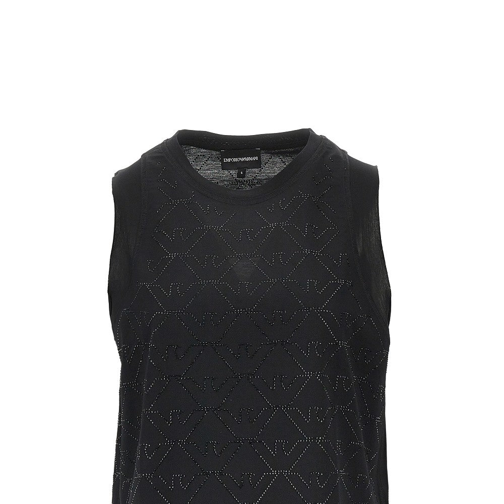 EMPORIO ARMANI Jersey top with strass Eagle motif