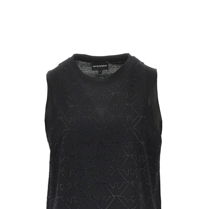EMPORIO ARMANI Jersey top with strass Eagle motif
