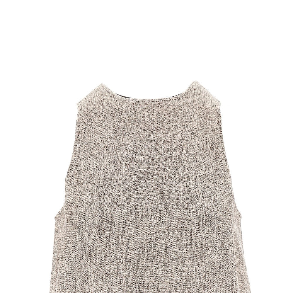 EMPORIO ARMANI Linen top with faux leather detail