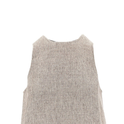 EMPORIO ARMANI Linen top with faux leather detail