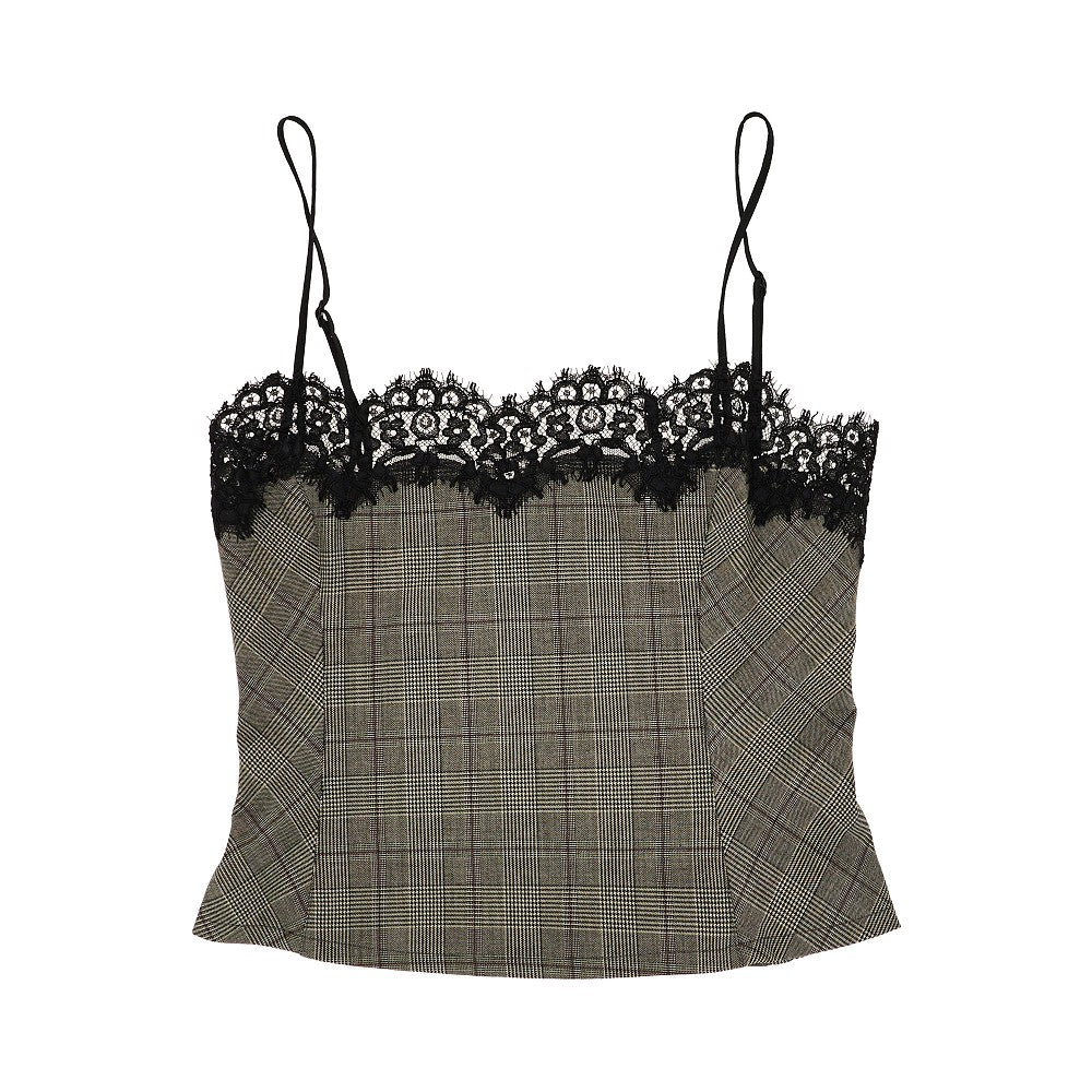 PINKO Prince of Wales top with lace trim