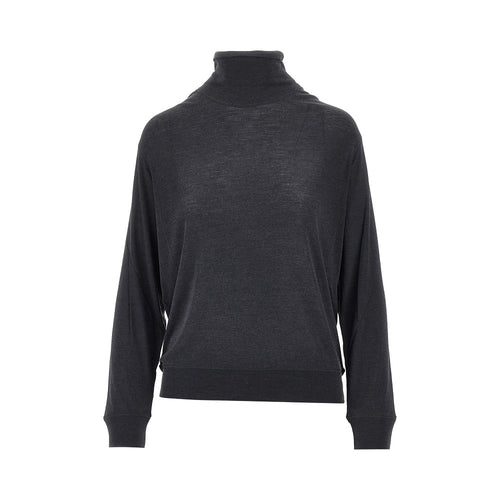 Khaite Wool and silk jersey mock-neck top