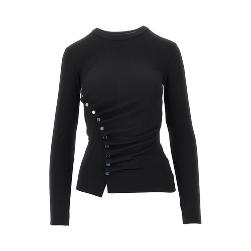 RABANNE Draped jersey top with press-studs