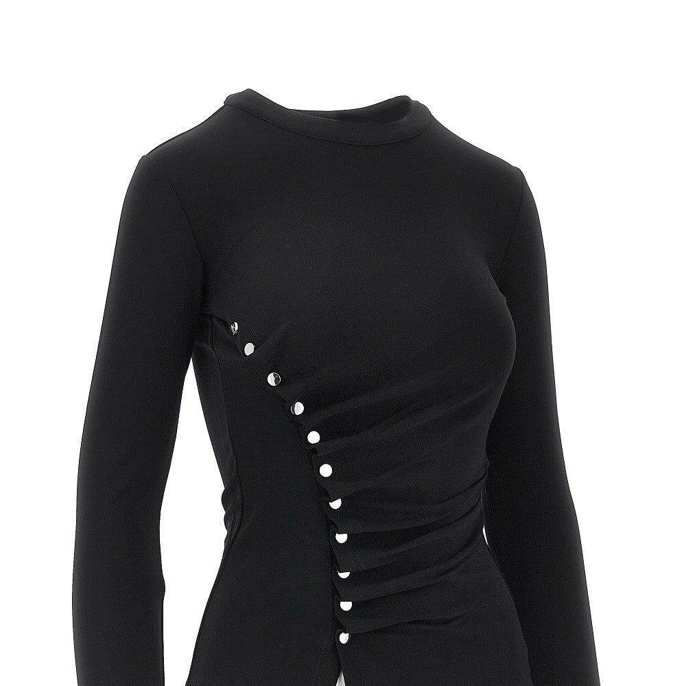 RABANNE Draped jersey top with press-studs