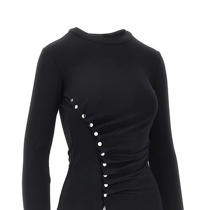 RABANNE Draped jersey top with press-studs