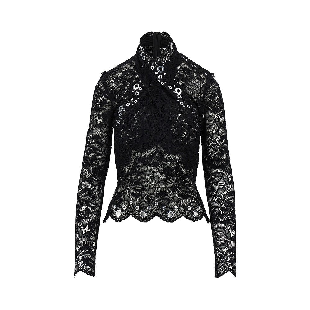 Rabanne Lace top with metal eyelets details
