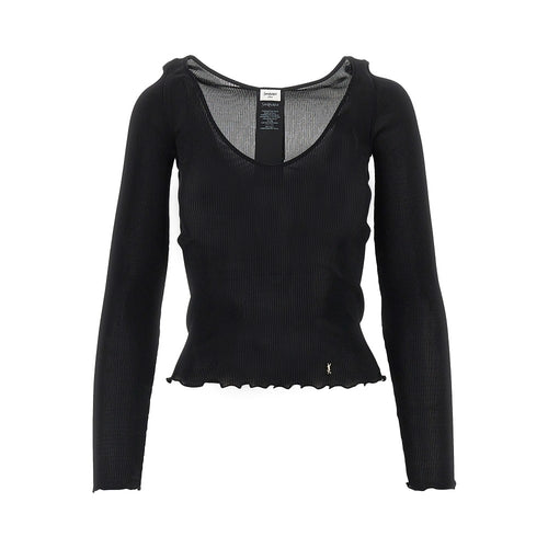 SAINT LAURENT Silk top with Cassandre detail