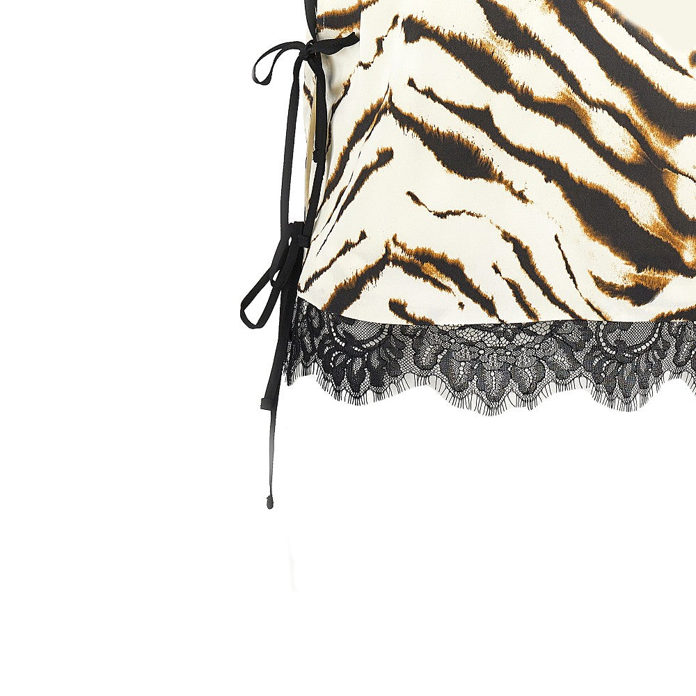 Ganni Satin top with zebra-striped print