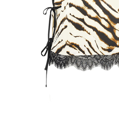 Ganni Satin top with zebra-striped print