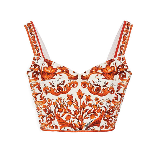 DOLCE&GABBANA Charmeuse top with Maiolica print
