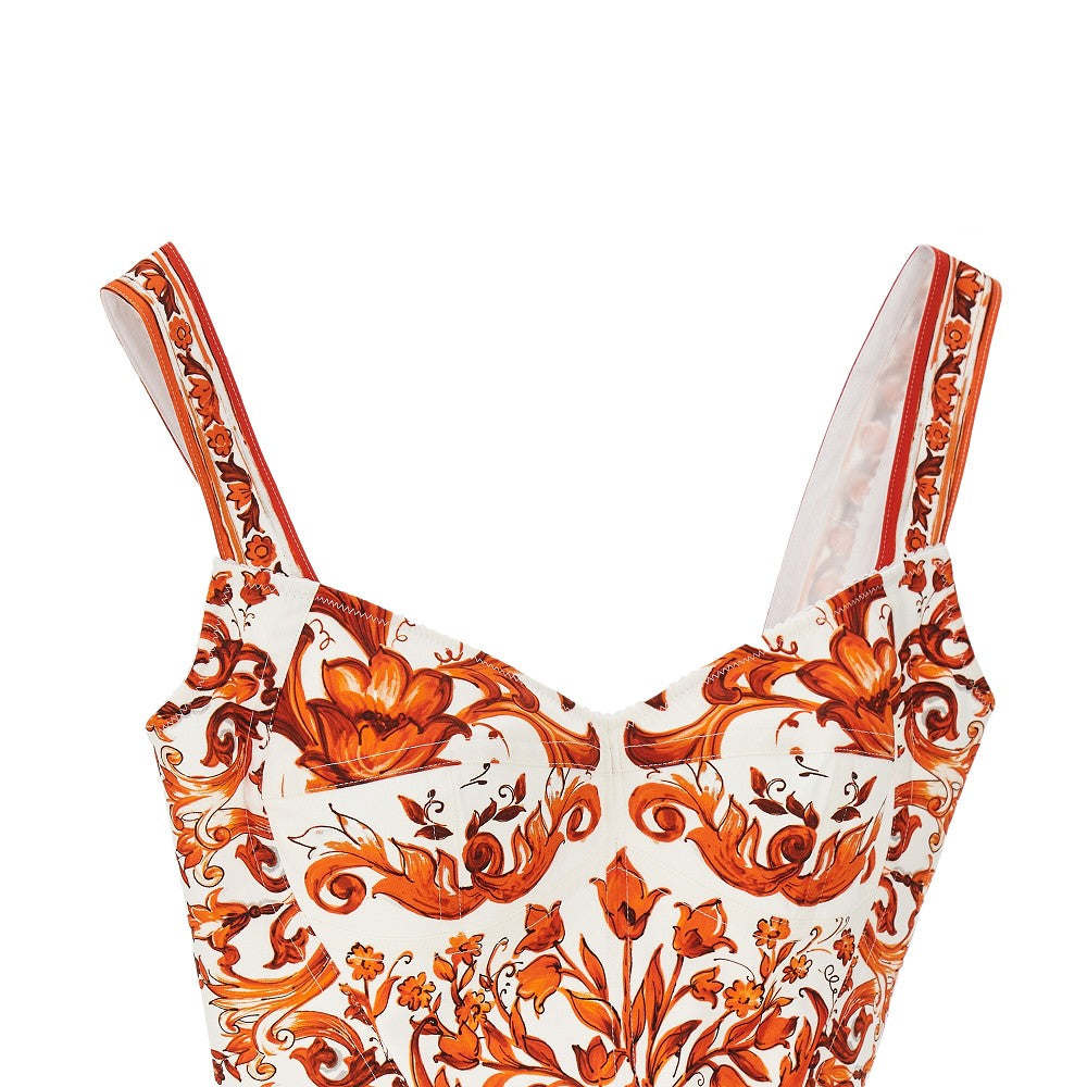 DOLCE&GABBANA Charmeuse top with Maiolica print