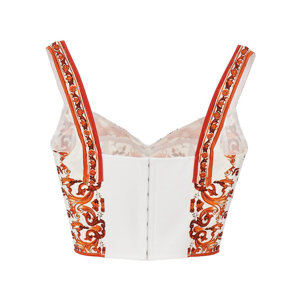 DOLCE&GABBANA Charmeuse top with Maiolica print