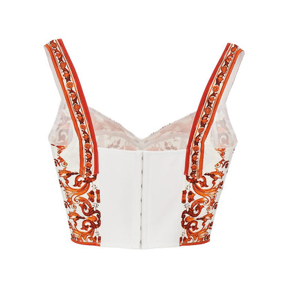DOLCE&GABBANA Charmeuse top with Maiolica print