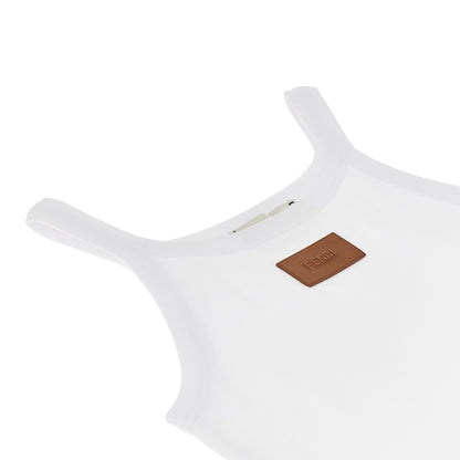 FENDI Ribbed tank top with leather patch