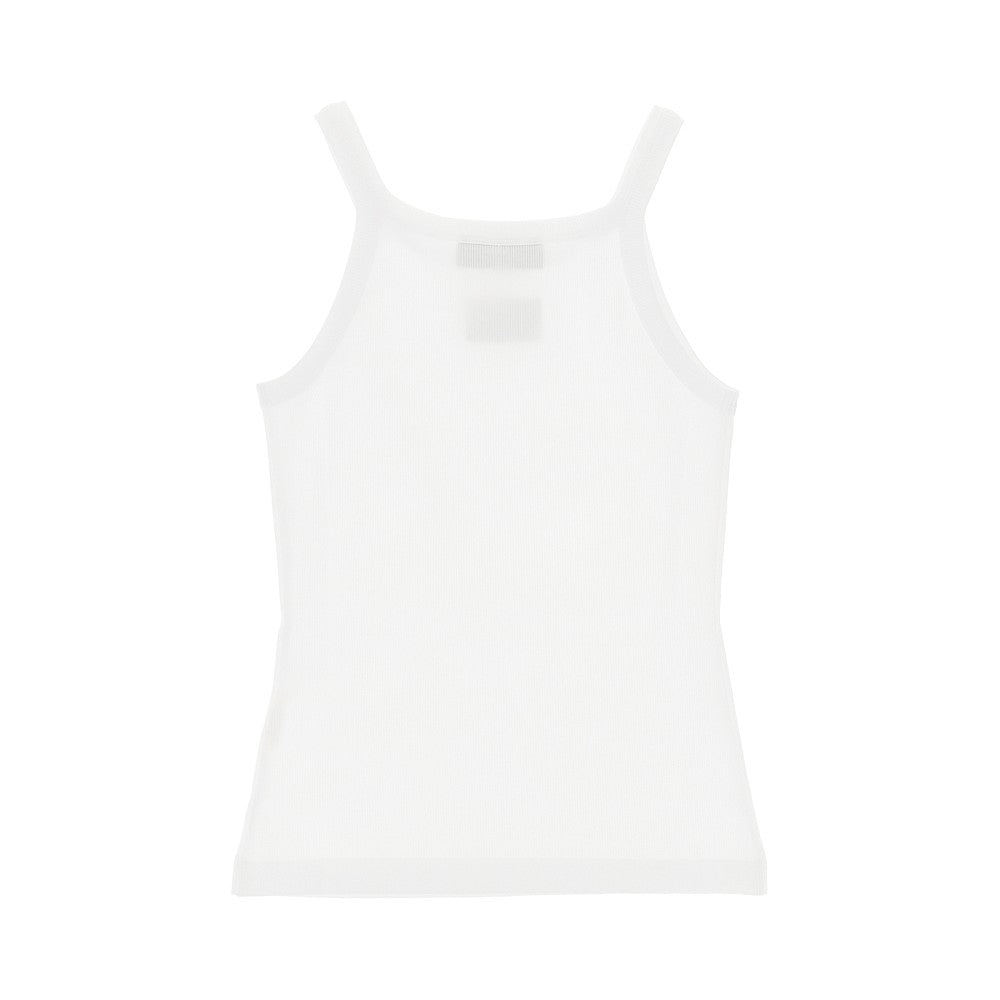 FENDI Ribbed tank top with leather patch