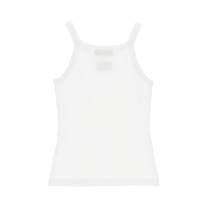 FENDI Ribbed tank top with leather patch