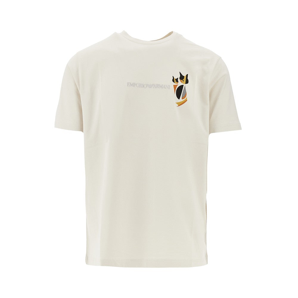 EMPORIO ARMANI Après cats and logo embroidery print T-shirt