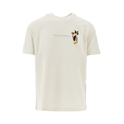 EMPORIO ARMANI Après cats and logo embroidery print T-shirt