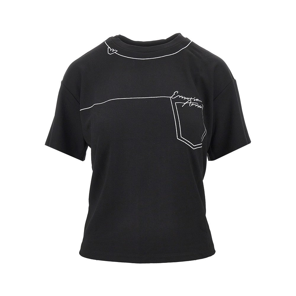 Emporio Armani Embroidered interlock jersey T-shirt