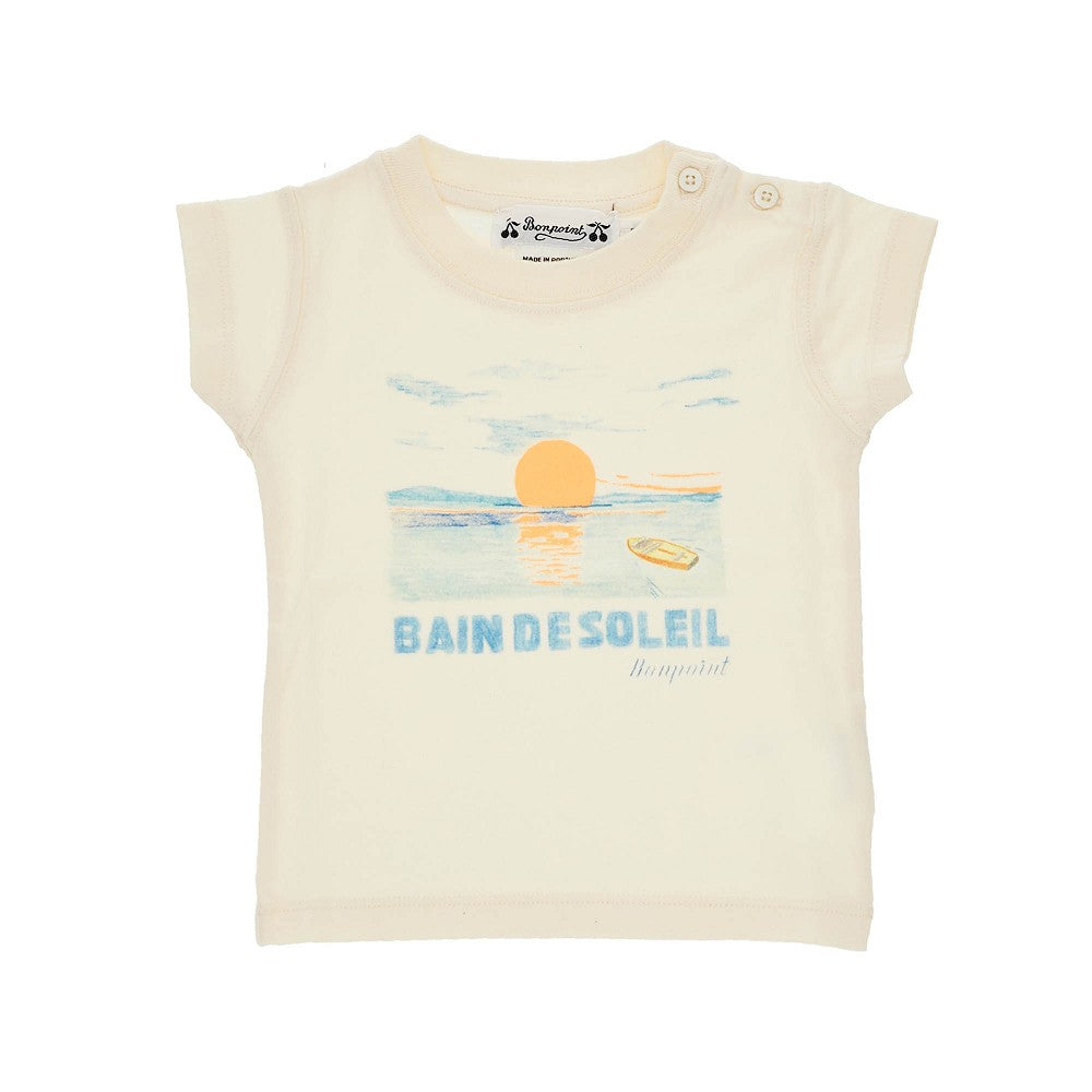 Bonpoint Cotton t-shirt with 'Bain de soleil' print