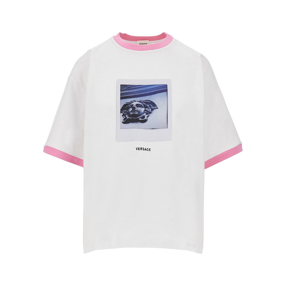 VERSACE Cotton T-shirt with 'Medusa Polaroid' print