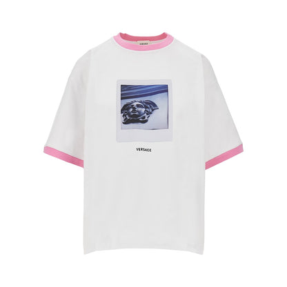 VERSACE Cotton T-shirt with 'Medusa Polaroid' print