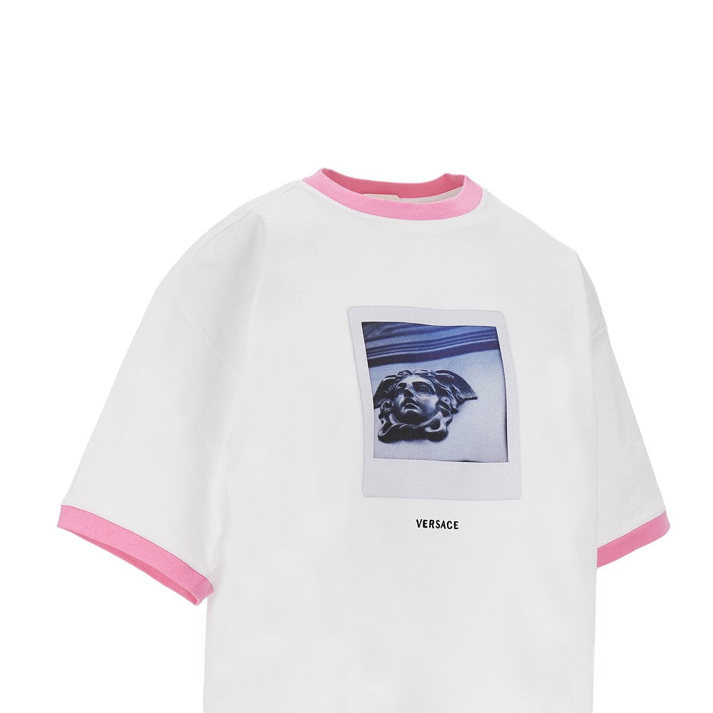 VERSACE Cotton T-shirt with 'Medusa Polaroid' print