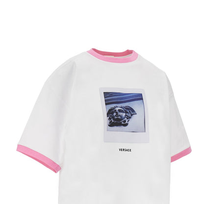 VERSACE Cotton T-shirt with 'Medusa Polaroid' print