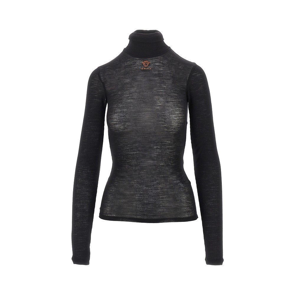 VERSACE Ribbed wool turtleneck top