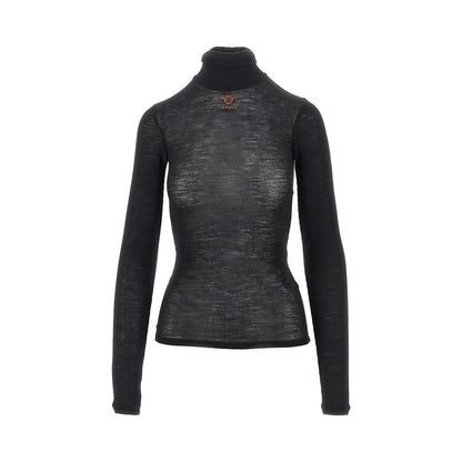 VERSACE Ribbed wool turtleneck top