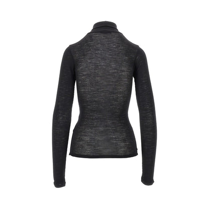 VERSACE Ribbed wool turtleneck top