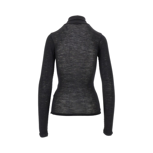 VERSACE Ribbed wool turtleneck top
