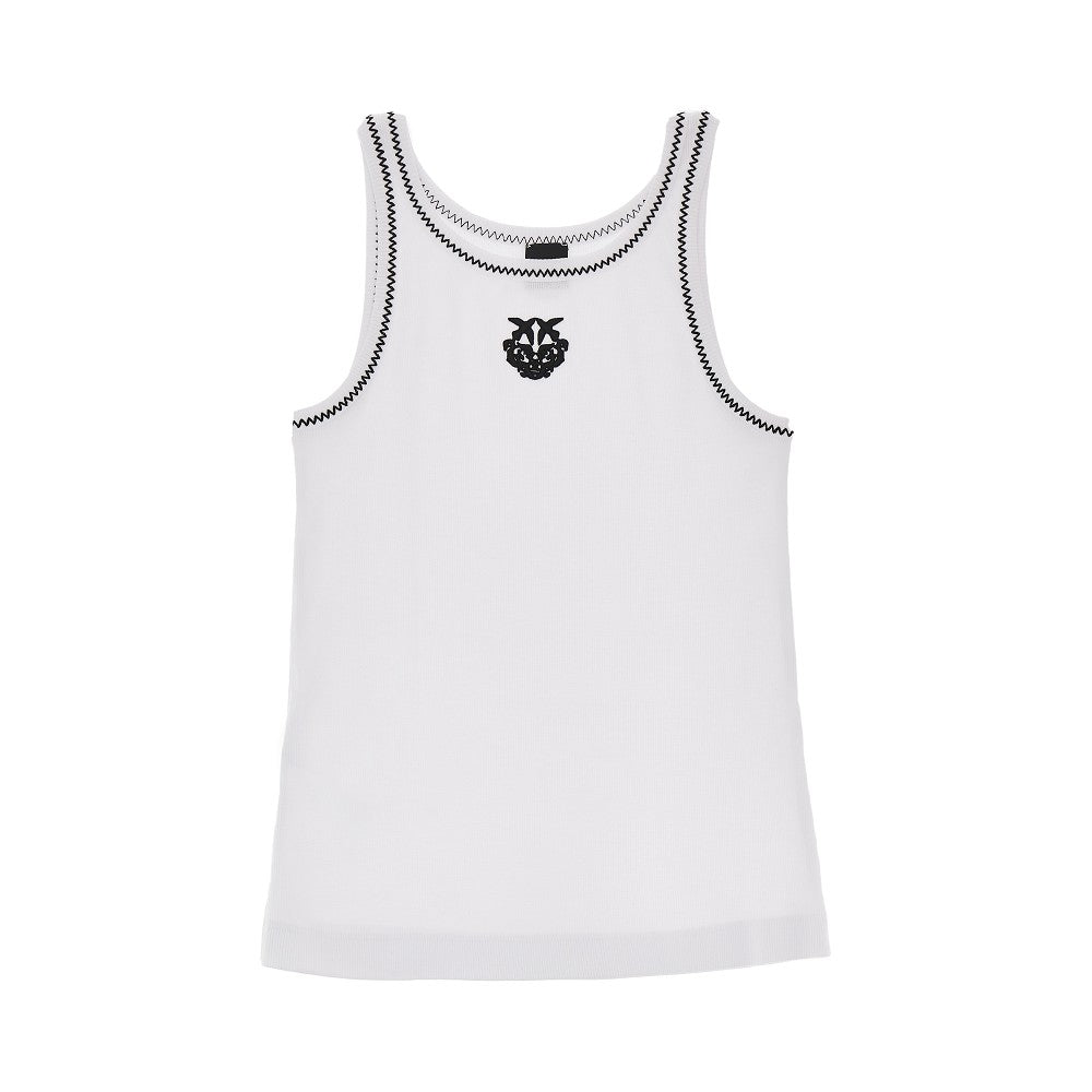 PINKO Love Birds embroidery ribbed tank top