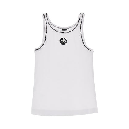 PINKO Love Birds embroidery ribbed tank top