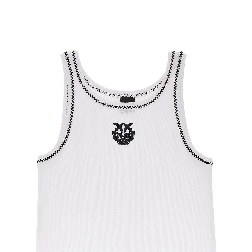 PINKO Love Birds embroidery ribbed tank top