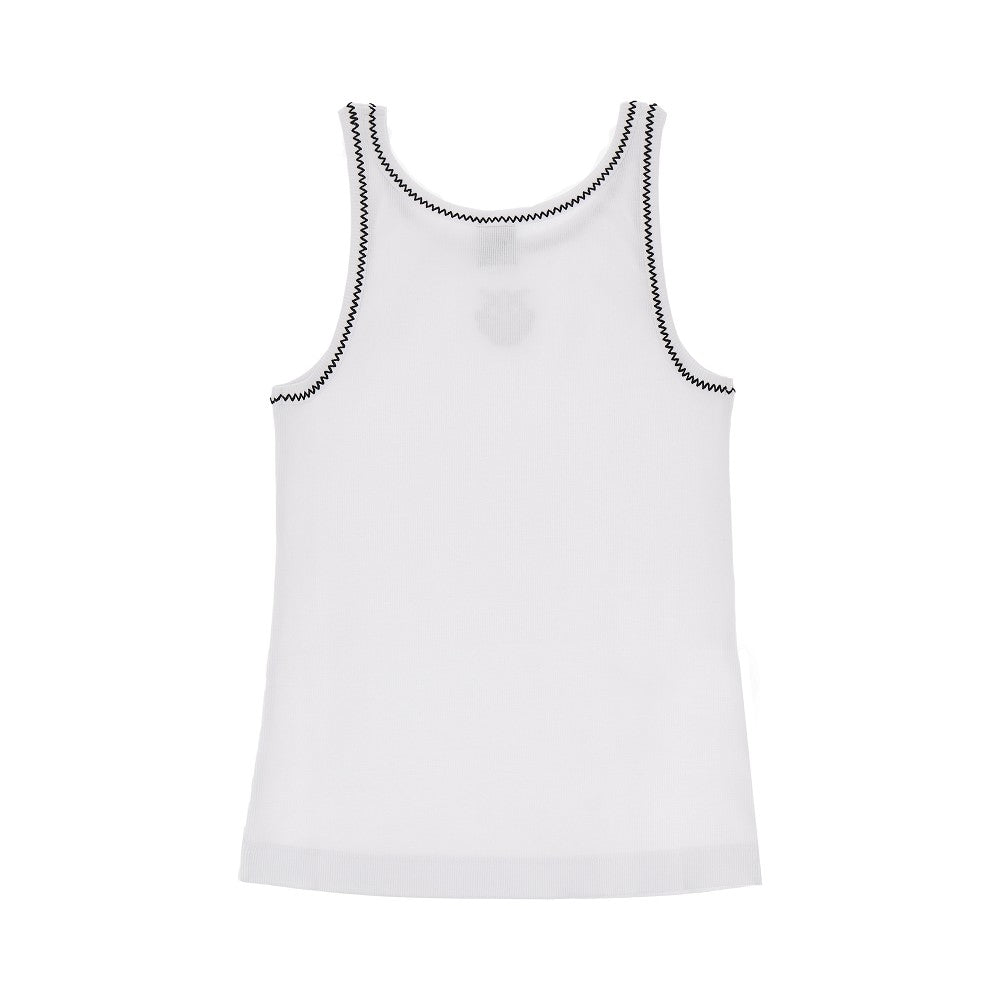 PINKO Love Birds embroidery ribbed tank top