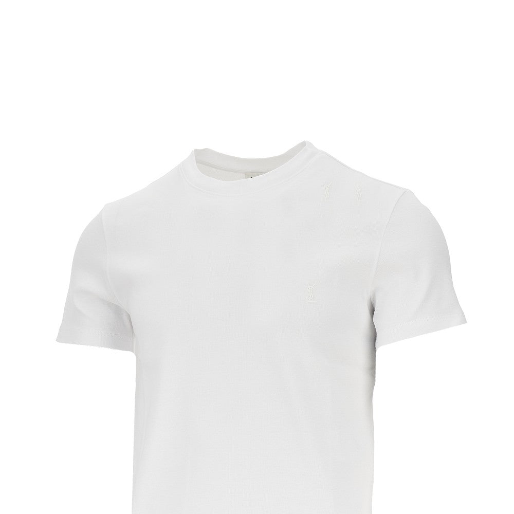 SAINT LAURENT Cotton T-shirt with logo embroidery