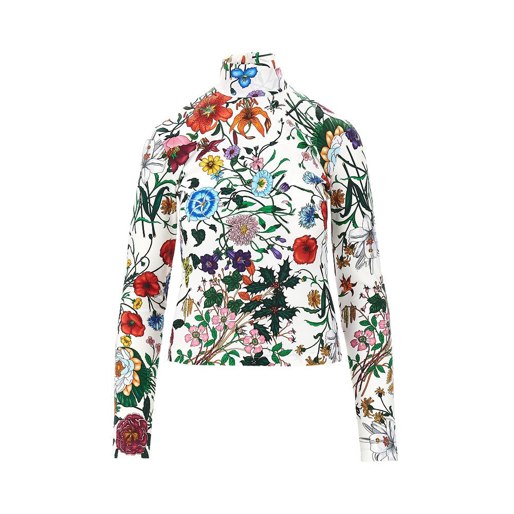 Gucci Floral print nylon jersey top