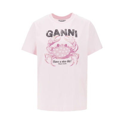 Ganni Jersey T-shirt with 'Crab' print