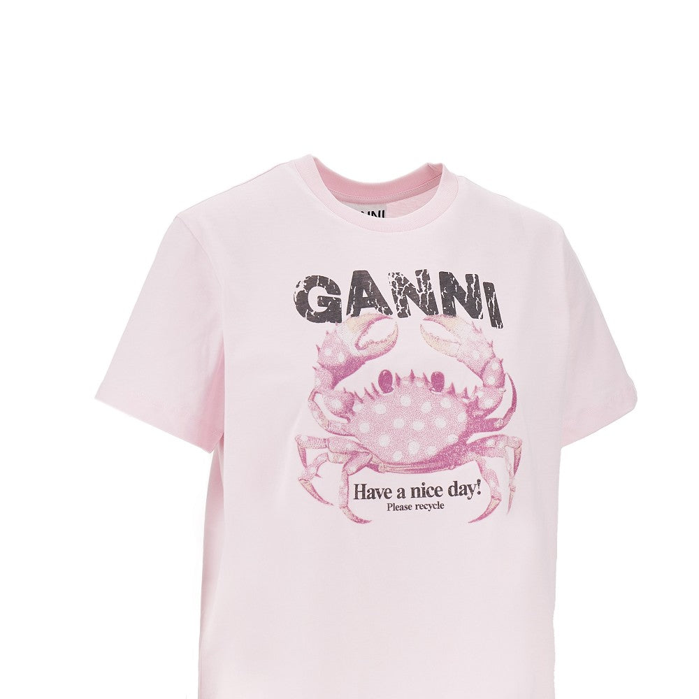 Ganni Jersey T-shirt with 'Crab' print