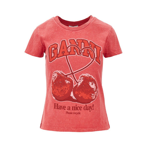 Ganni Jersey T-shirt with 'Cherry' print